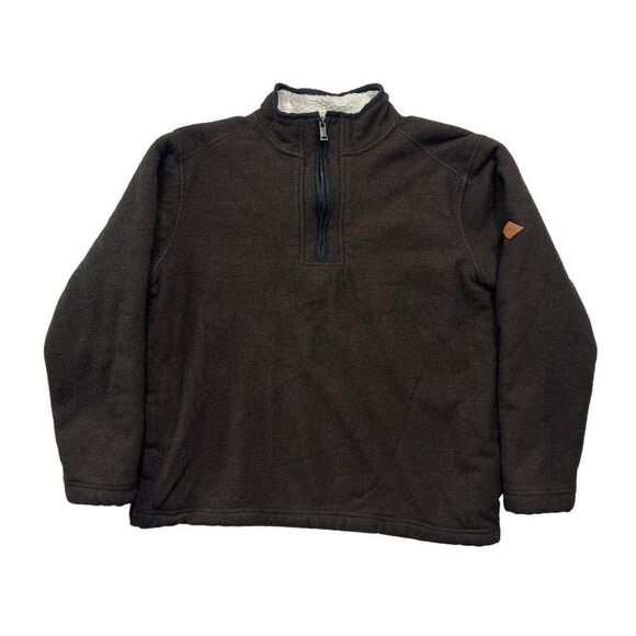 Orvis Men's Brighton Brown Fleece Lined 1/4 Zip Pullover - Picture 1 of 11